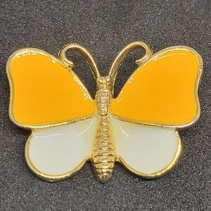 Yellow and White Butterfly Brooch